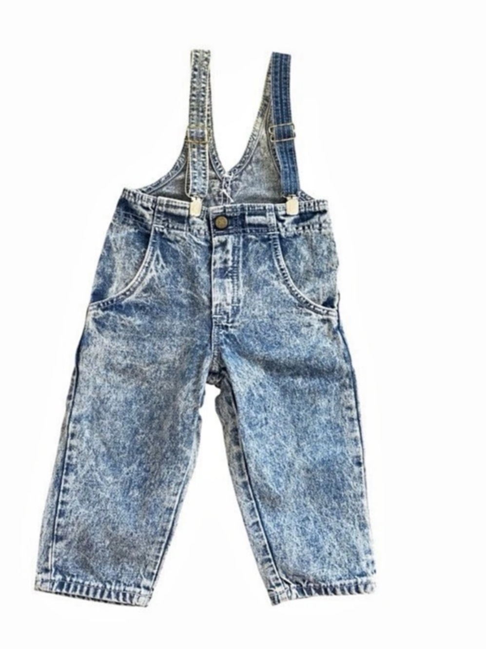 OshKosh B'gosh Vintage Acid Wash Denim Overalls Size 2T
